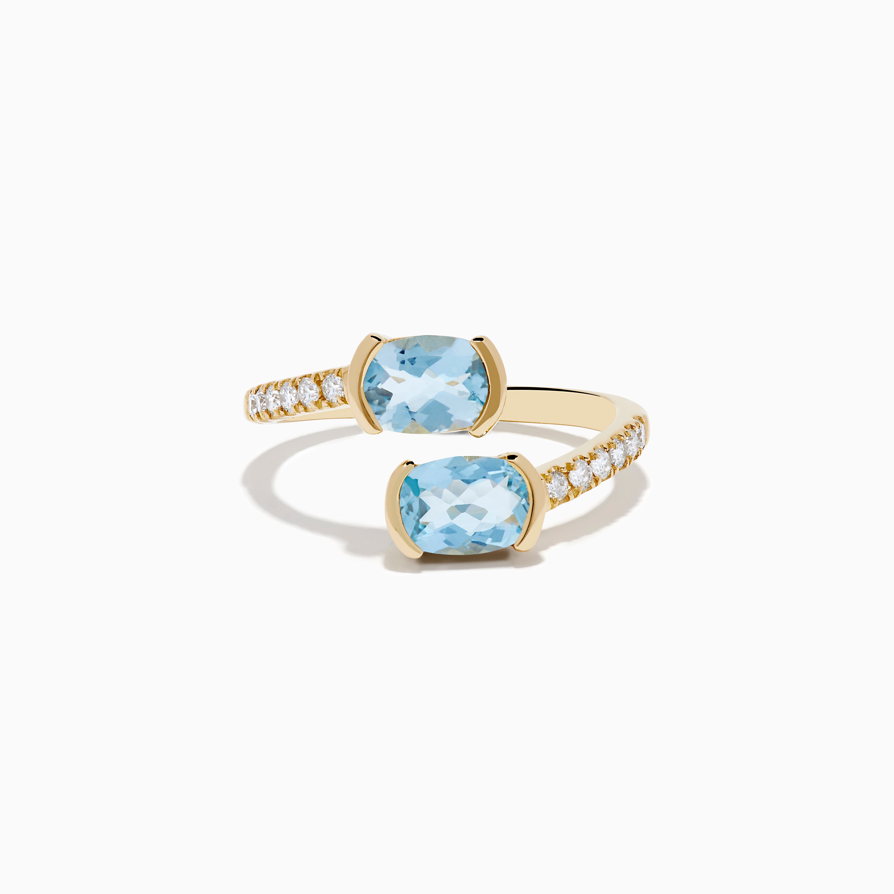 Aquarius 14K Yellow Gold Aquamarine and Diamond Bypass Ring ...