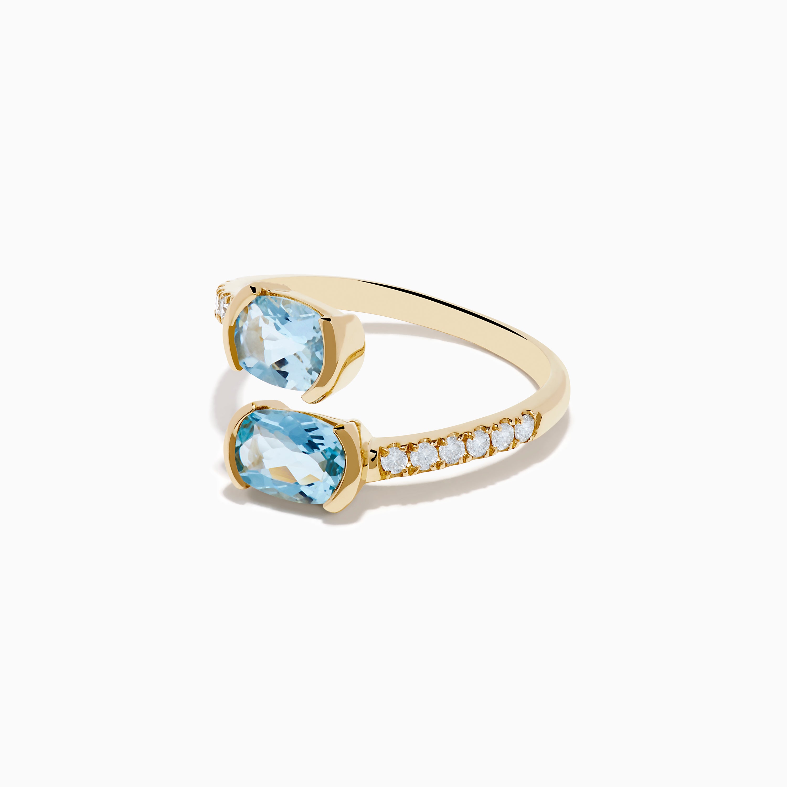 Aquarius 14K Yellow Gold Aquamarine and Diamond Bypass Ring ...