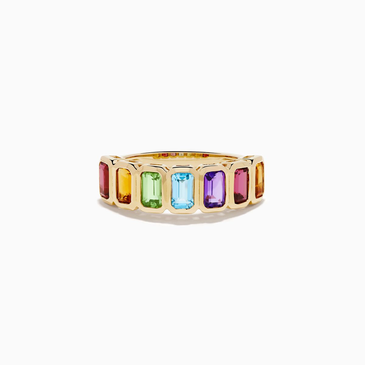 14K Yellow Gold Multi Gemstone Multi-Stone Bezel-Set Ring