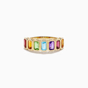 14K Yellow Gold Multi Gemstone Multi-Stone Bezel-Set Ring