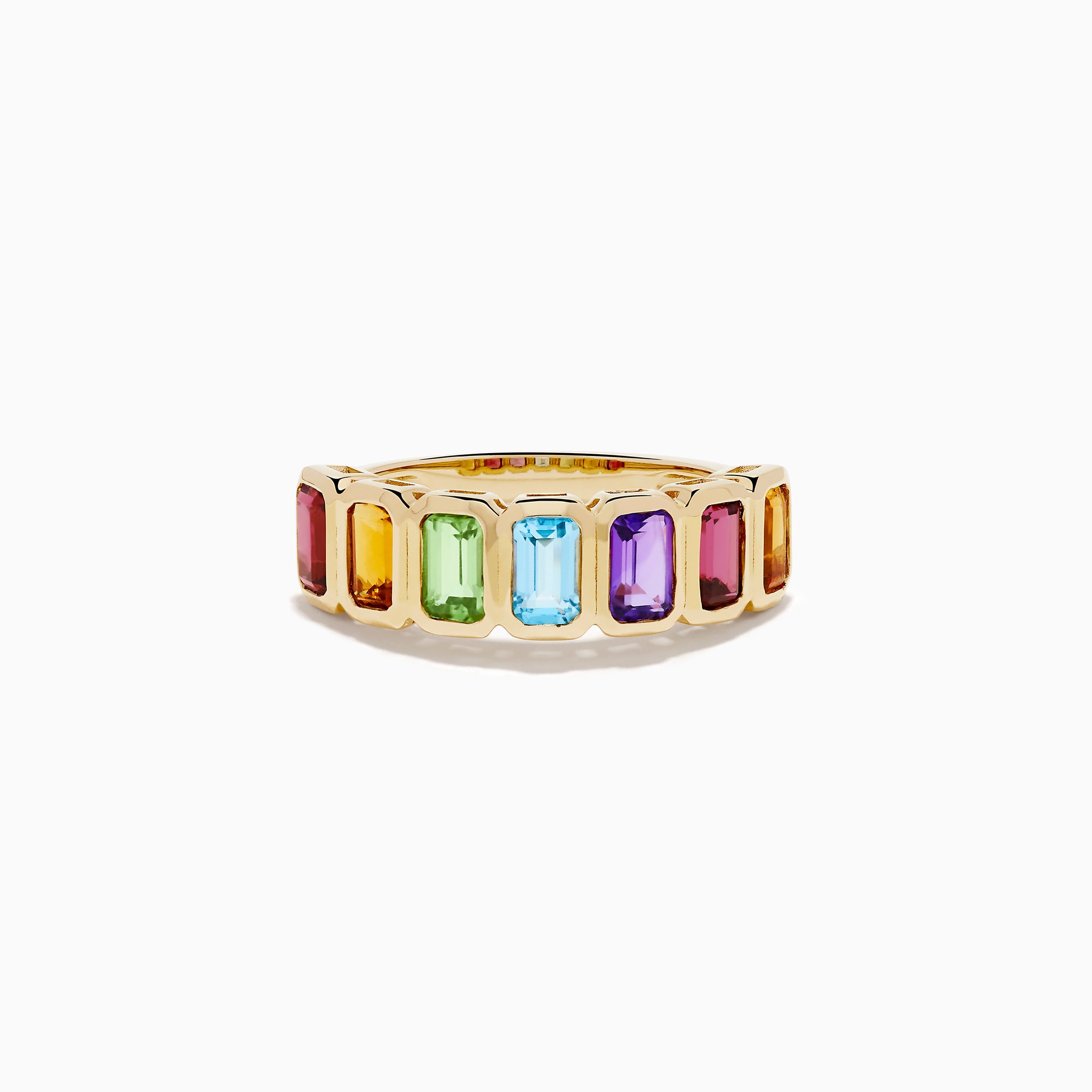 14K Yellow Gold Multi Gemstone Multi-Stone Bezel-Set Ring