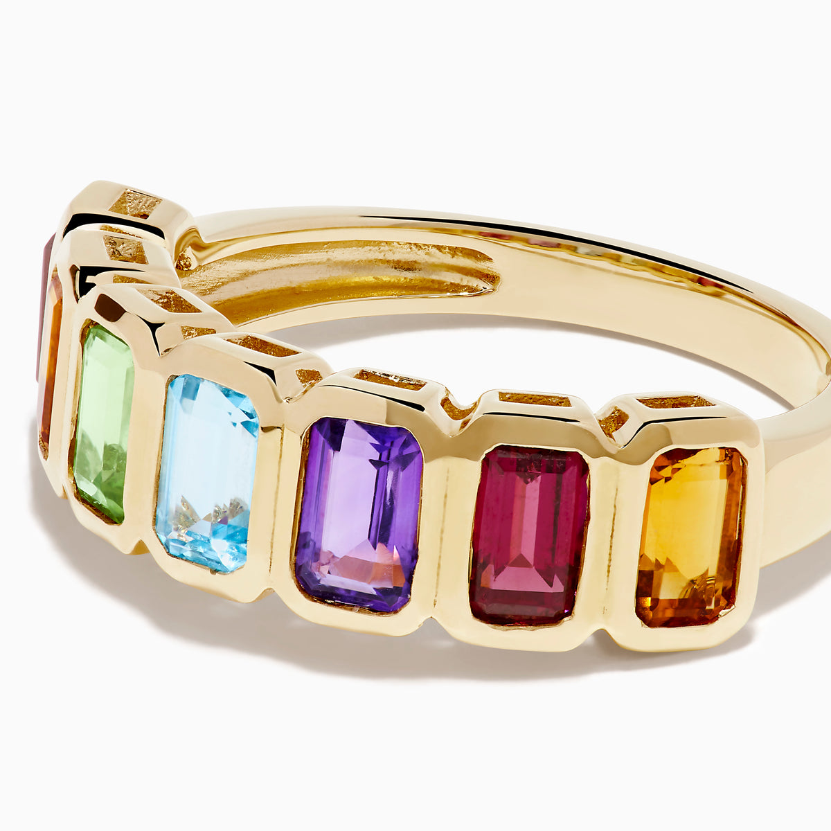 14K Yellow Gold Multi Gemstone Multi-Stone Bezel-Set Ring