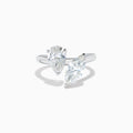 The Lab Grown Diamond Toi Et Moi Ring in 14K White Gold features two striking clear diamonds—a pear-shaped and a marquise-cut—set on open ends of the band, shown against a plain white background.
