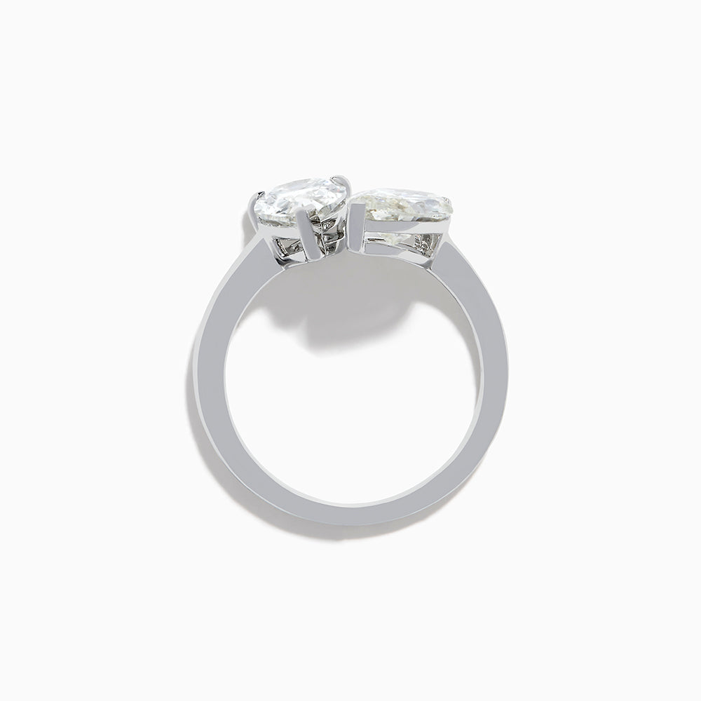 The Lab Grown Diamond Toi Et Moi Ring in 14K White Gold features two striking clear diamonds—a pear-shaped and a marquise-cut—set on open ends of the band, shown against a plain white background.