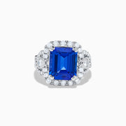 Effy Hematian 18K White Gold Emerald-Cut Tanzanite and Diamond Halo Ring