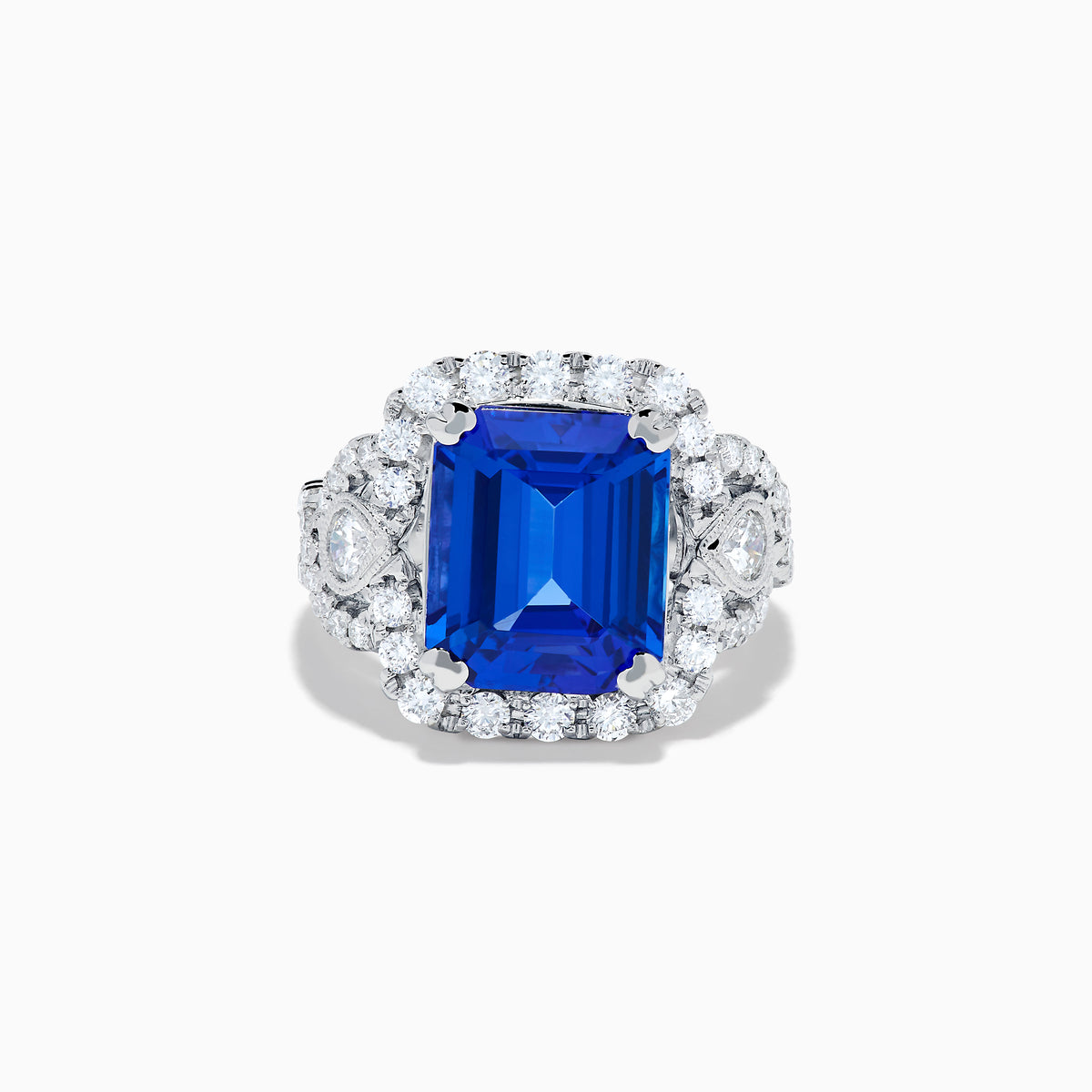 Effy Hematian 18K White Gold Emerald-Cut Tanzanite and Diamond Halo Ring
