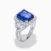 Effy Hematian 18K White Gold Emerald-Cut Tanzanite and Diamond Halo Ring