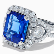 Effy Hematian 18K White Gold Emerald-Cut Tanzanite and Diamond Halo Ring