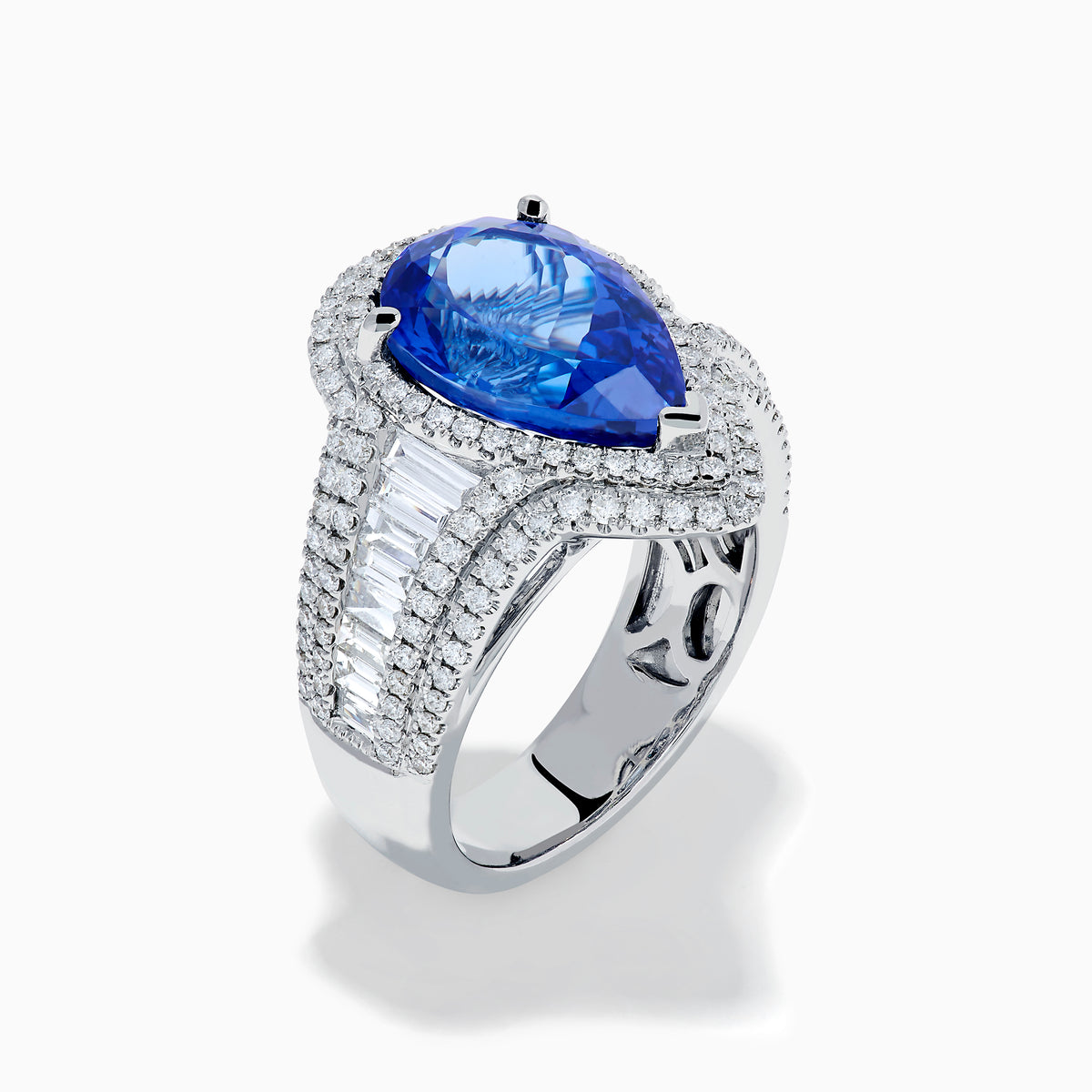 Effy Hematian 18K White Gold Pear Tanzanite and Diamond Halo Ring