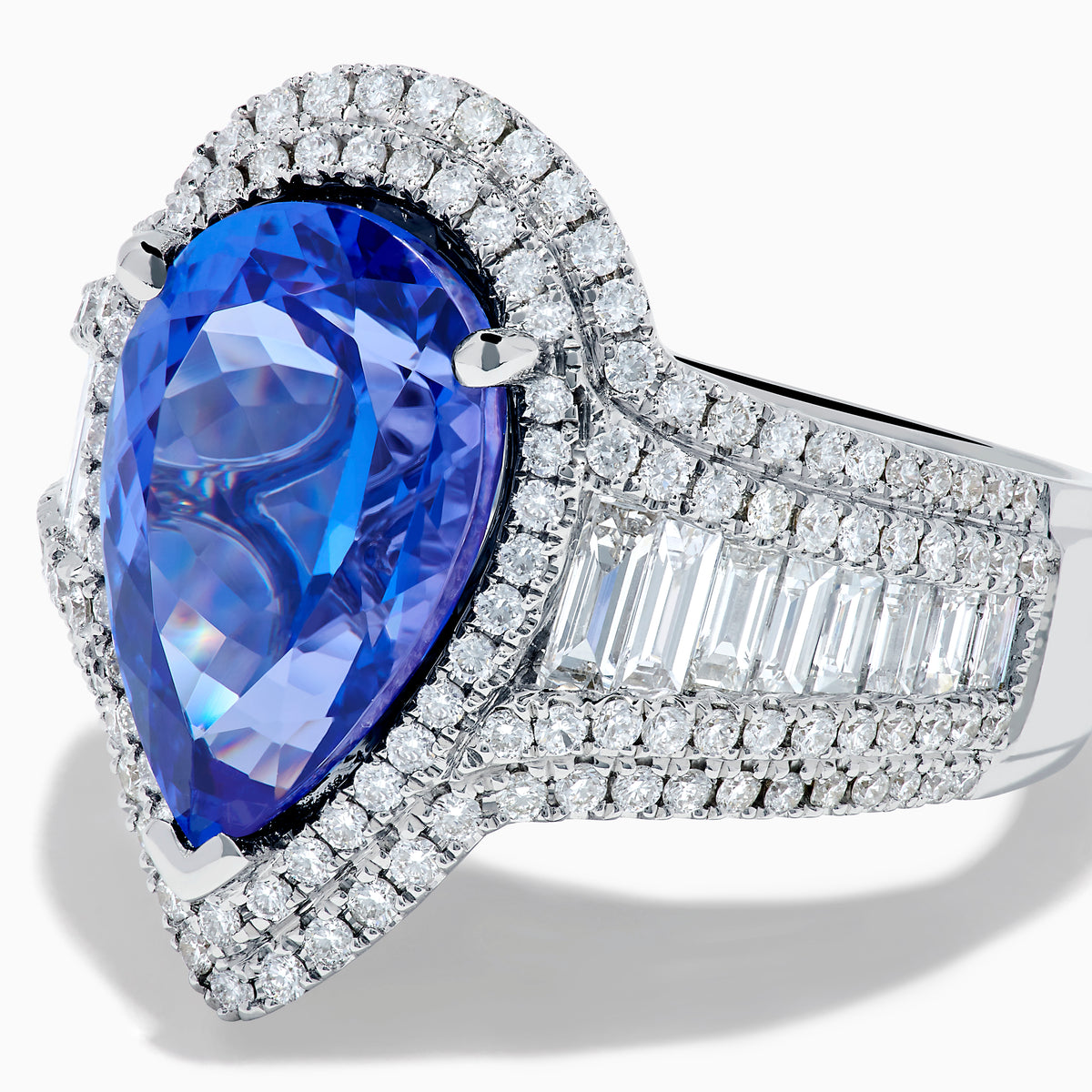 Effy Hematian 18K White Gold Pear Tanzanite and Diamond Halo Ring