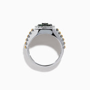 The Effy Hematian Men's 14K Two-Tone Gold Alexandrite Cluster and Diamond Ring features silver and gold bands with a round alexandrite cluster surrounded by small diamonds in a circular center setting.