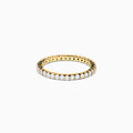 The 14K Yellow Gold Prong Set Diamond Eternity Band, 0.50 TCW, features a continuous row of oval-cut diamonds and is photographed on a plain white background.