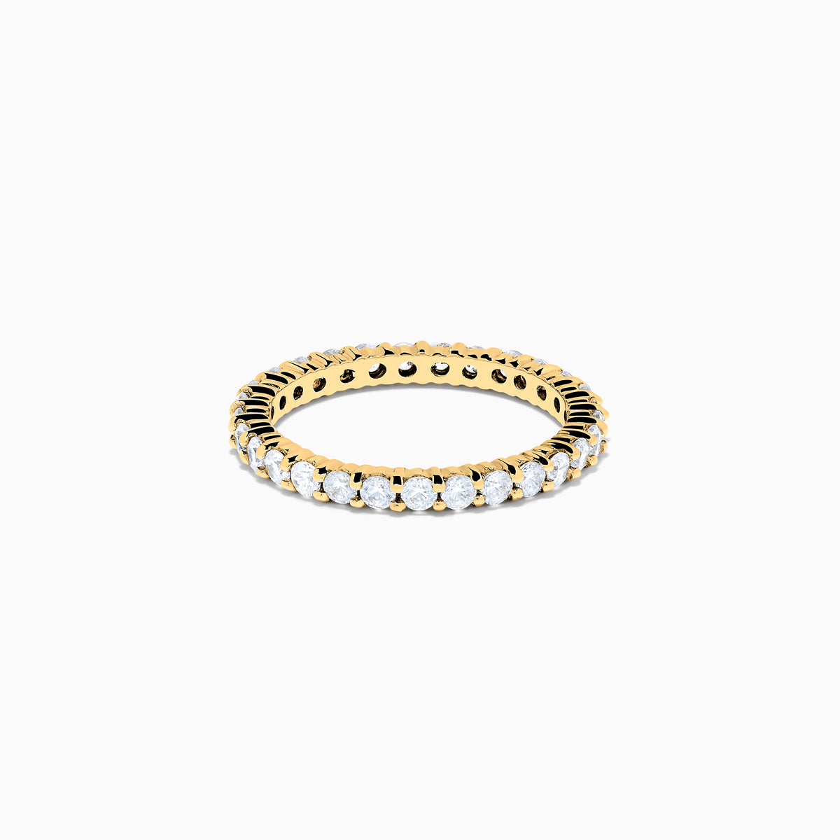 The 14K Yellow Gold Prong Set Diamond Eternity Band, 1.00 TCW, is shown against a plain white background.