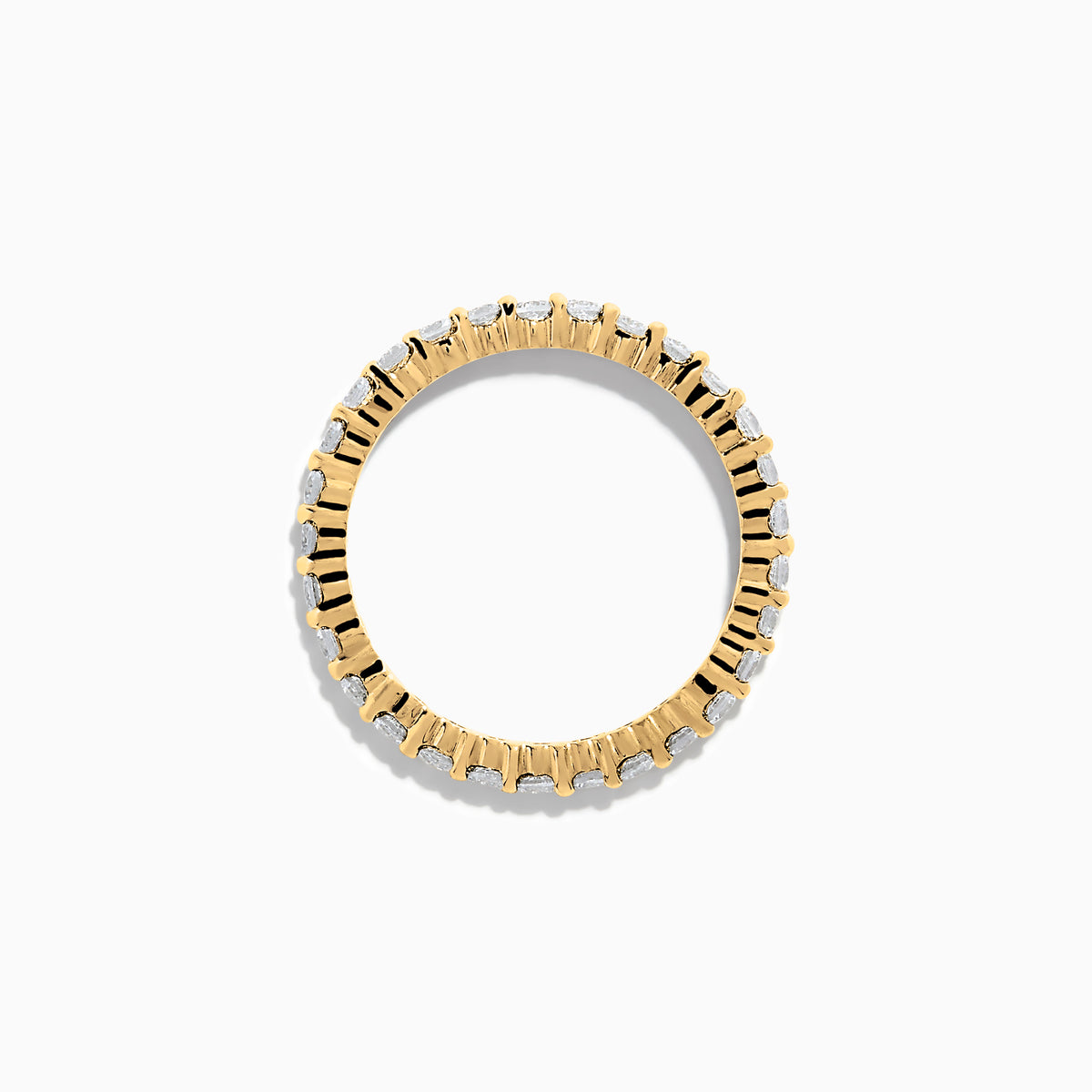 The 14K Yellow Gold Prong Set Diamond Eternity Band, 1.00 TCW, is shown against a plain white background.