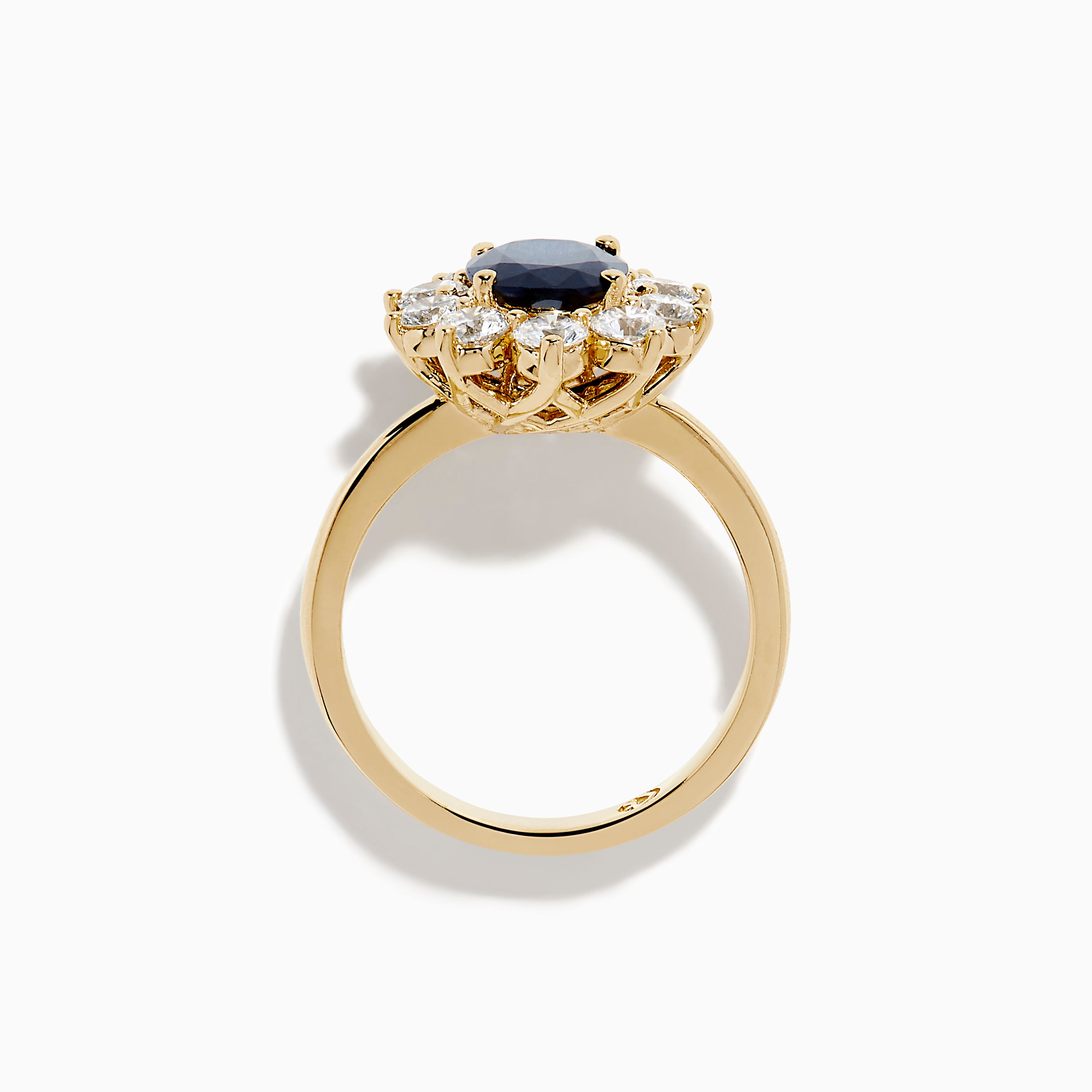 14K Yellow Gold Natural Blue Sapphire and Diamond Lady Di Ring 