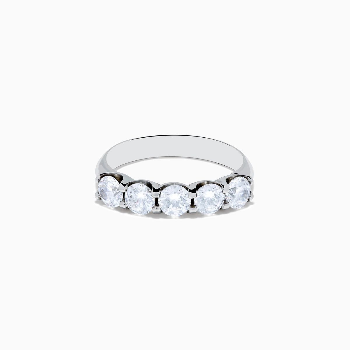 The 14K White Gold 5-Stone U-Prong Diamond Band, 1.50 TCW features five round diamonds in a U-prong setting, showcased against a plain white background.