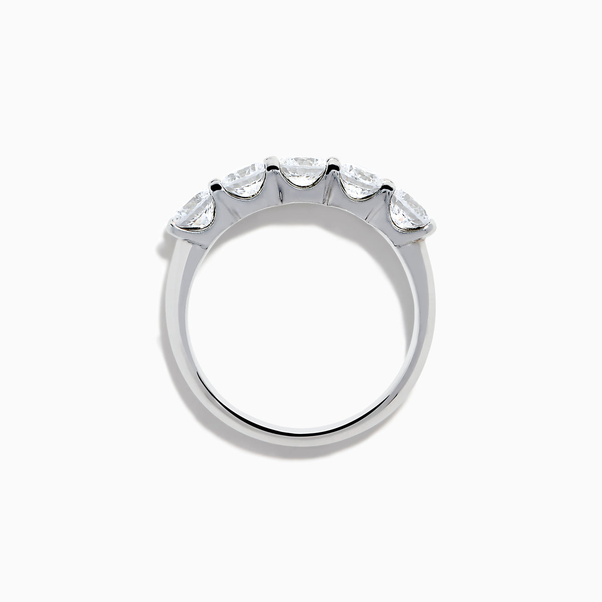 The 14K White Gold 5-Stone U-Prong Diamond Band, 1.50 TCW features five round diamonds in a U-prong setting, showcased against a plain white background.