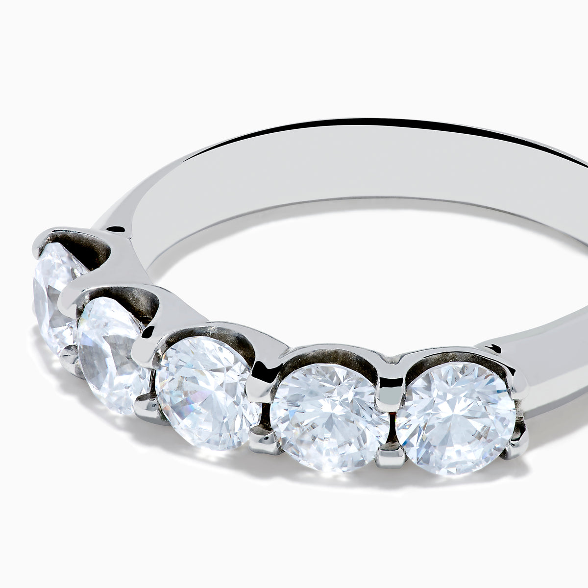 The 14K White Gold 5-Stone U-Prong Diamond Band, 1.50 TCW features five round diamonds in a U-prong setting, showcased against a plain white background.