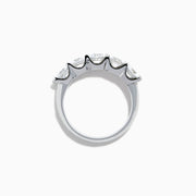 The 14K White Gold 5-Stone U-Prong Diamond Band features five round diamonds totaling 2.00 TCW, set in a sleek row and displayed on a plain white background.