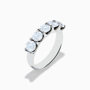 The 14K White Gold 5-Stone U-Prong Diamond Band features five round diamonds totaling 2.00 TCW, set in a sleek row and displayed on a plain white background.