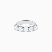 The 14K White Gold 5-Stone U-Prong Diamond Band, 2.50 TCW, features five round diamonds set in a row on a sleek white gold band, shown against a plain white background.