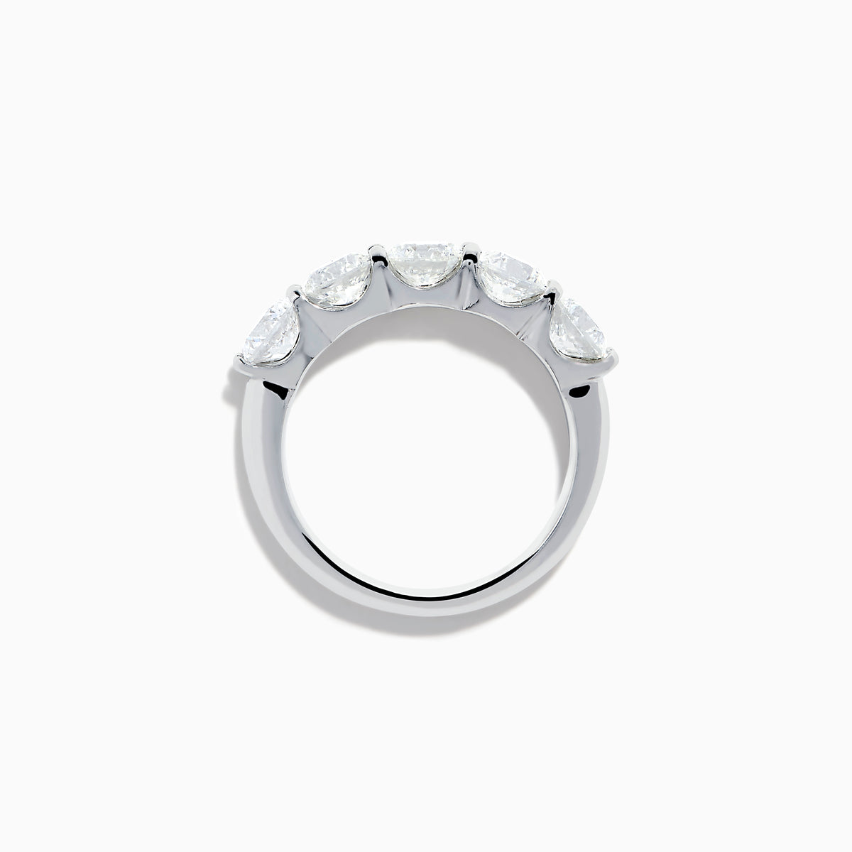 The 14K White Gold 5-Stone U-Prong Diamond Band, 2.50 TCW, features five round diamonds set in a row on a sleek white gold band, shown against a plain white background.