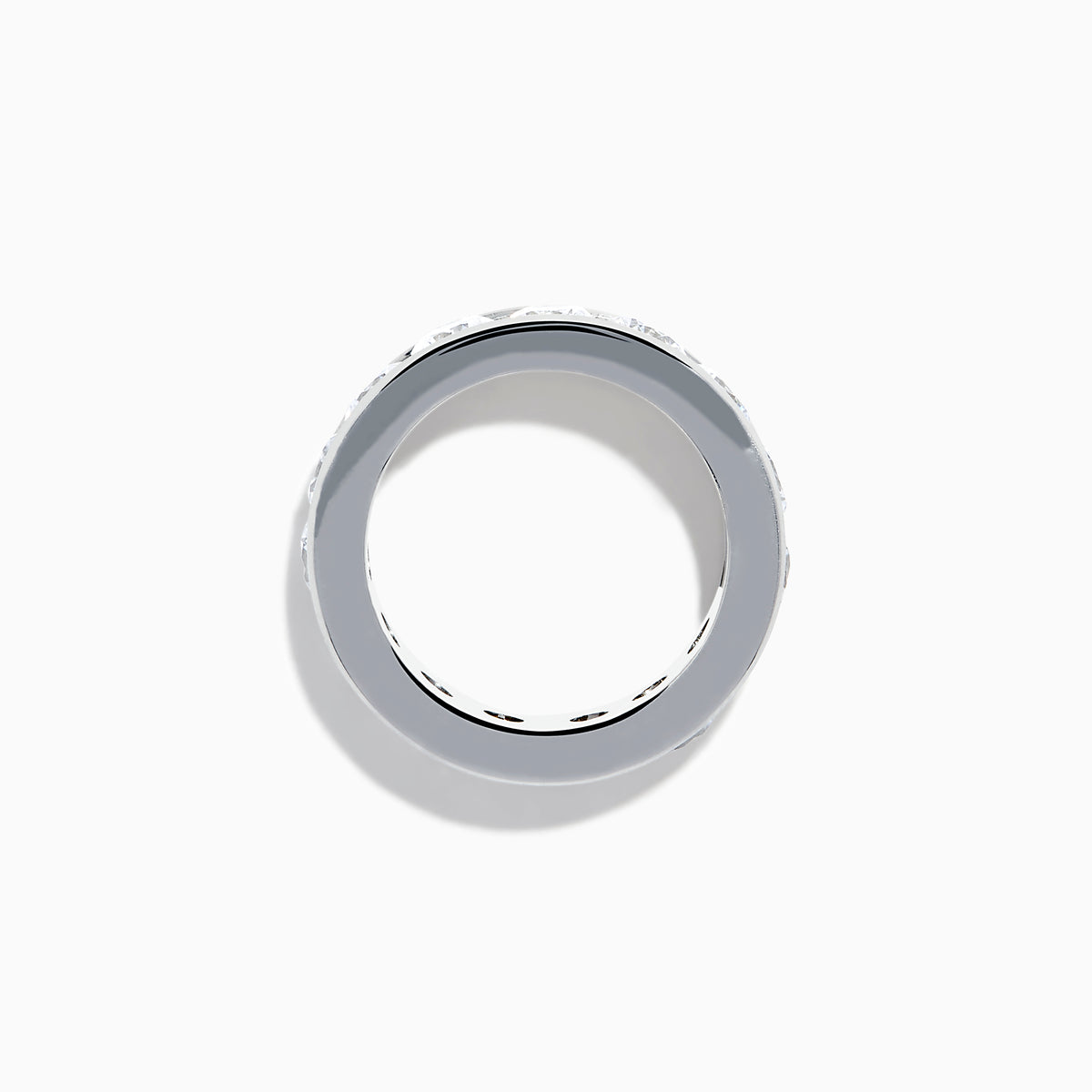 The 14K White Gold Channel Set Diamond Eternity Band features a continuous row of sparkling diamonds, 5.00 TCW, set in a sleek and polished band for a luxurious and elegant look.