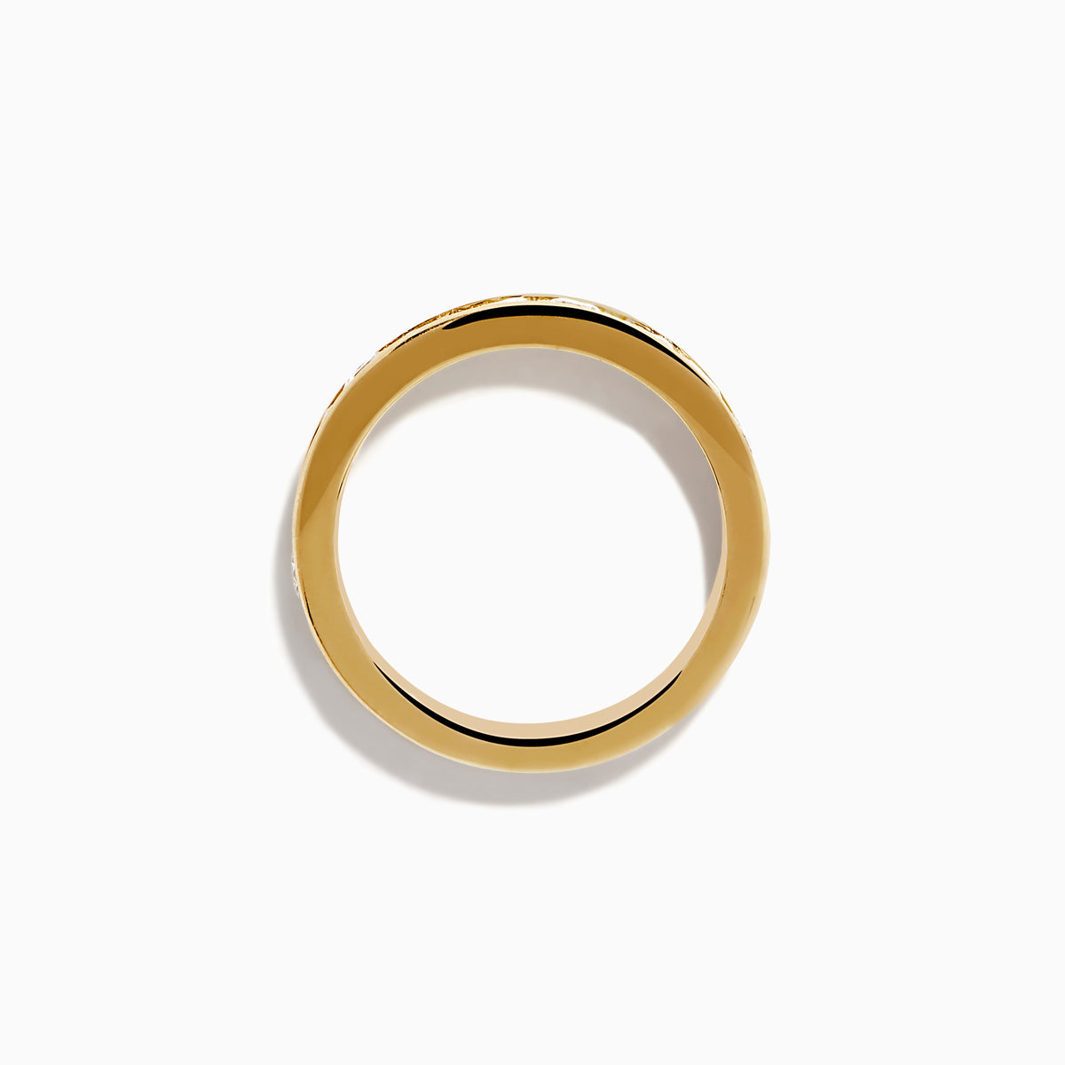 The 14K Yellow Gold 10-Stone Channel Set Diamond Band, 1.00 TCW, features a row of round diamonds channel set around the band and is displayed on a plain white background.