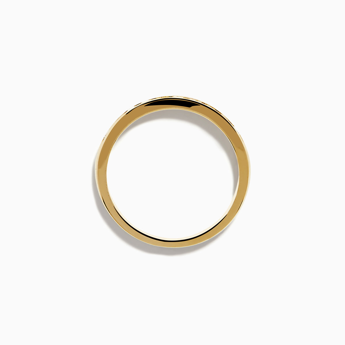 The 14K Yellow Gold 10-Stone Channel Set Diamond Band, 0.25 TCW, features a row of channel-set round diamonds along the band and is displayed on a white background.