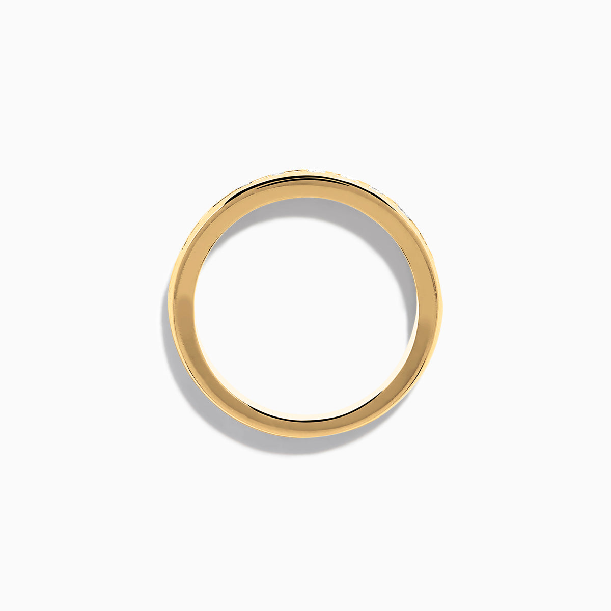 The 14K Yellow Gold 10-Stone Channel Set Diamond Band, 0.50 TCW, features a row of round white diamonds set along the band and is displayed on a plain white background.