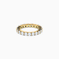 The 14K Yellow Gold Prong Set Diamond Eternity Band, 2.00 TCW, displays a seamless row of round white diamonds set in prongs on a plain white background.
