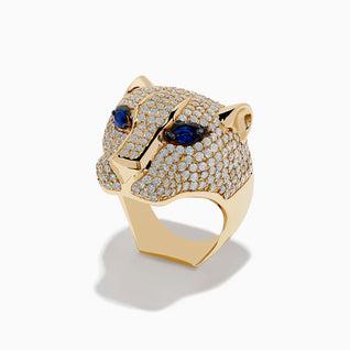 Signature 14K Yellow Gold Sapphire and Diamond Panther Ring