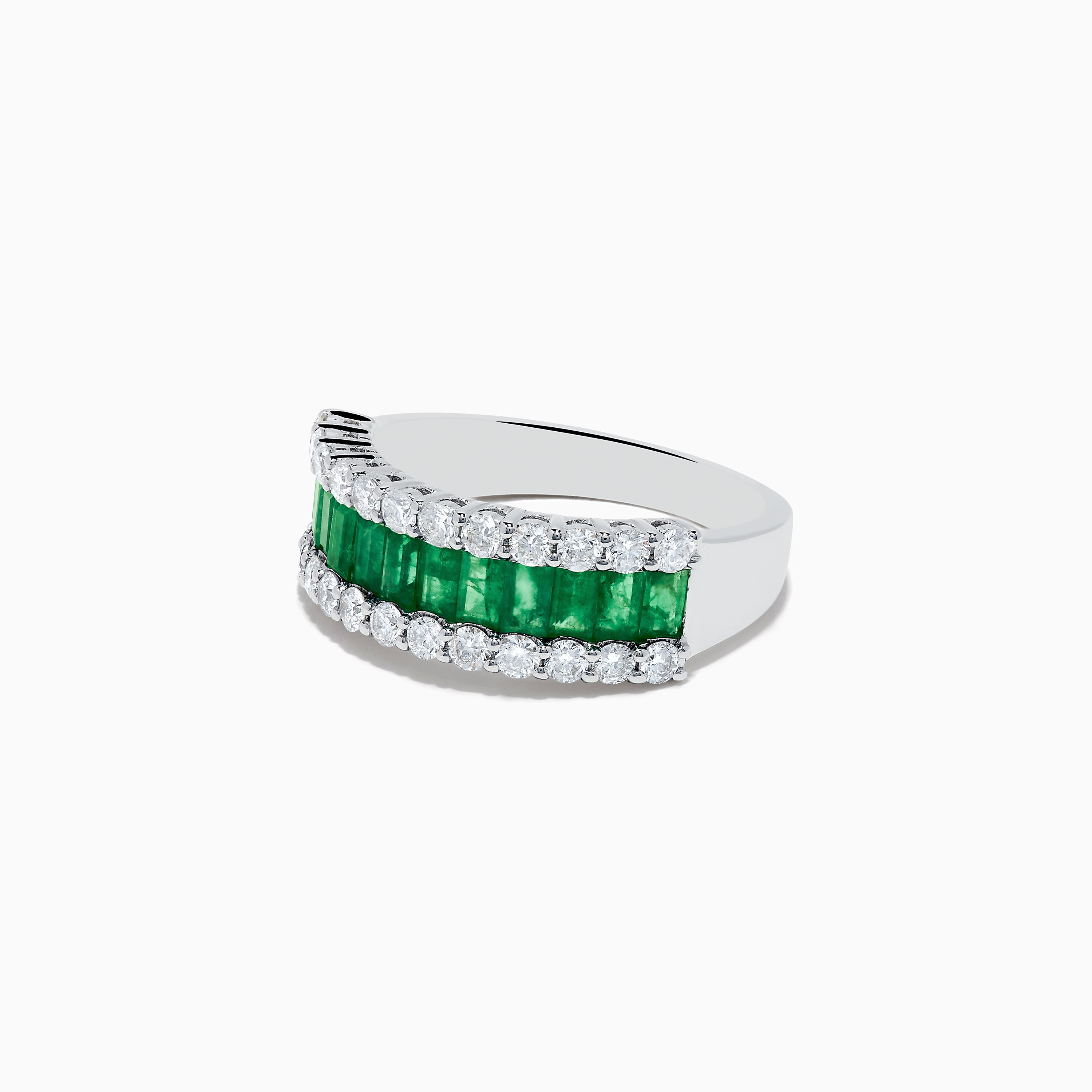 Effy Brasillica 14K White Gold Emerald and Diamond Ring
