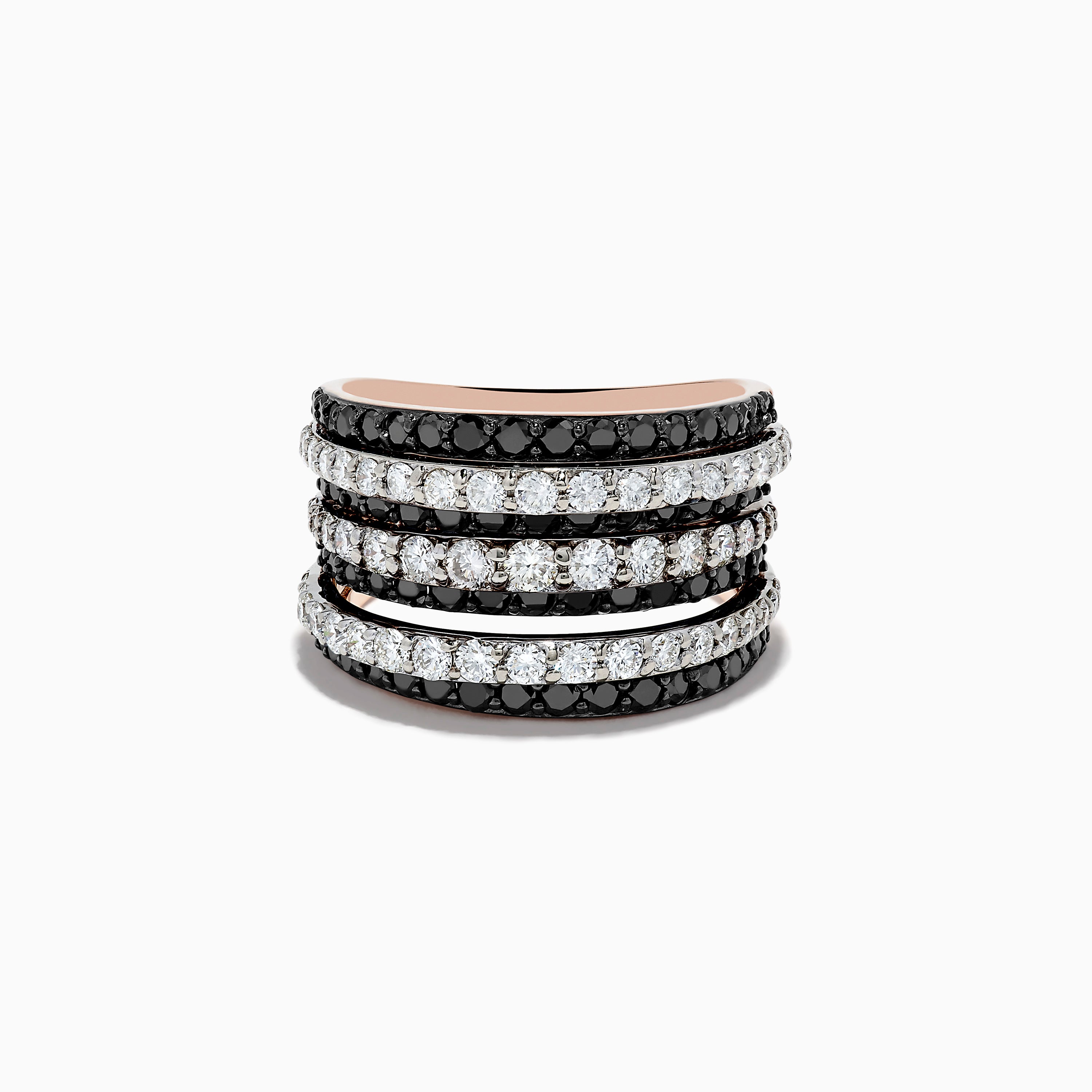 Effy 14K Two-Tone Gold Black and White Diamond Ring