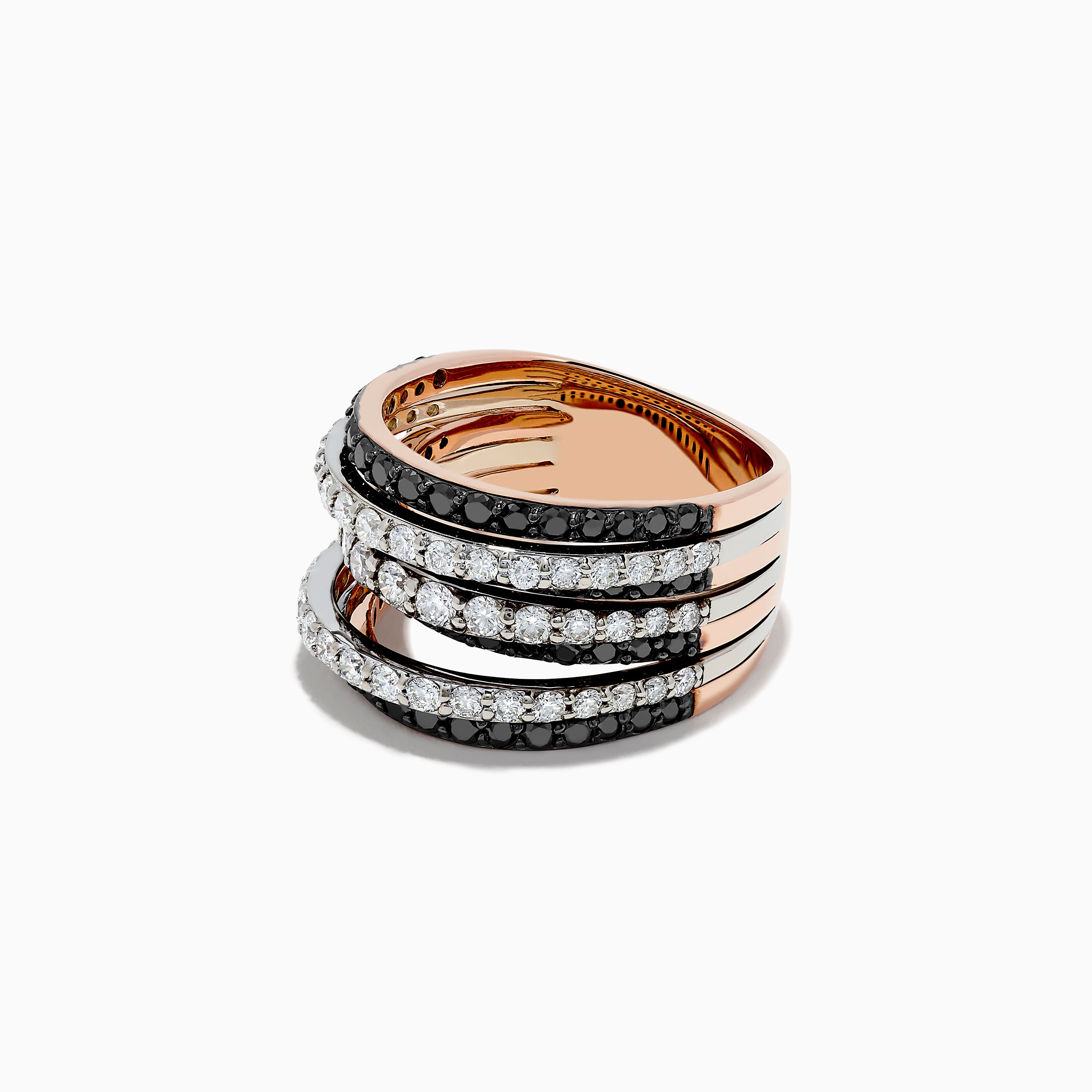Effy 14K Two-Tone Gold Black and White Diamond Ring