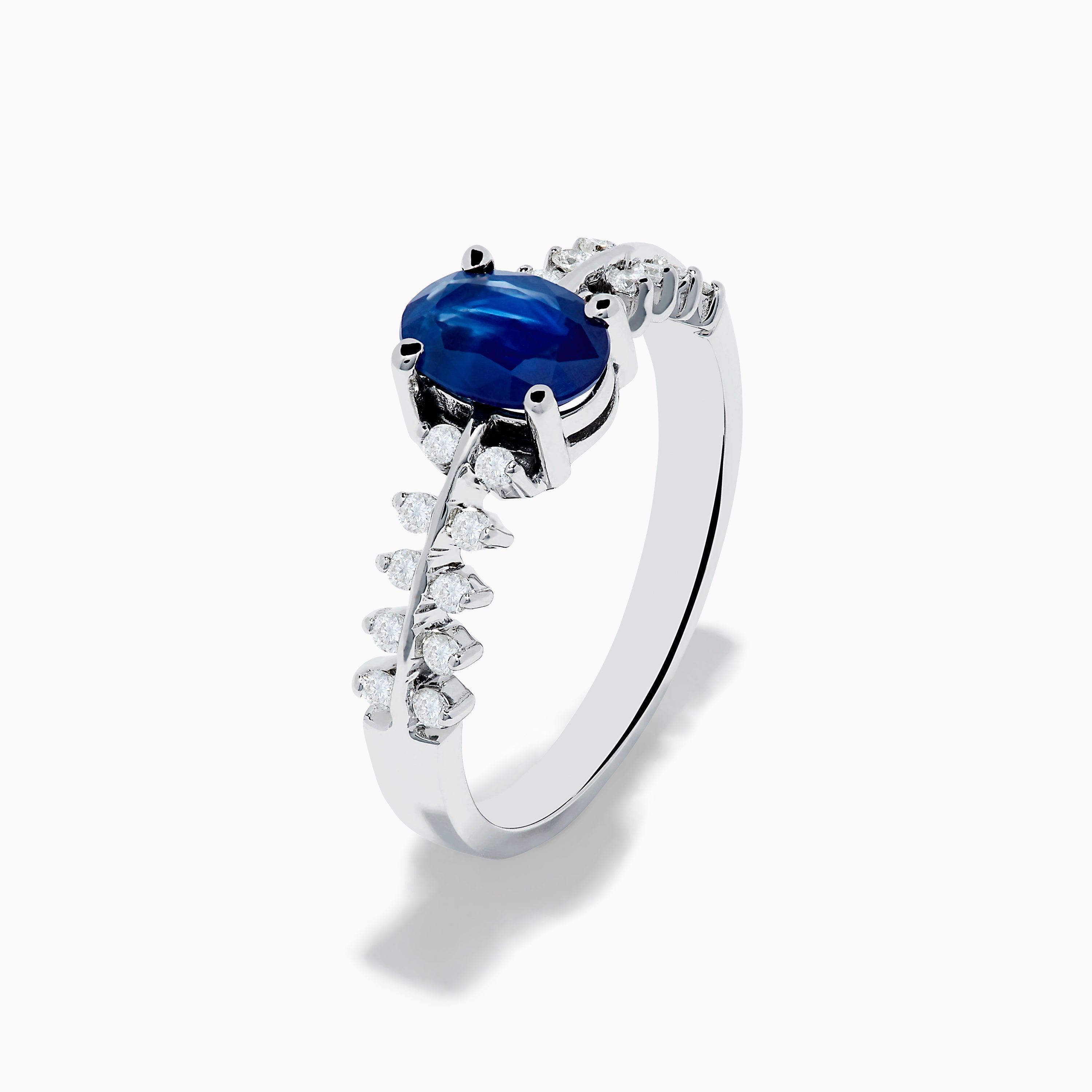 14K White Gold Blue sapphire and Diamond Ring – effyjewelry.com