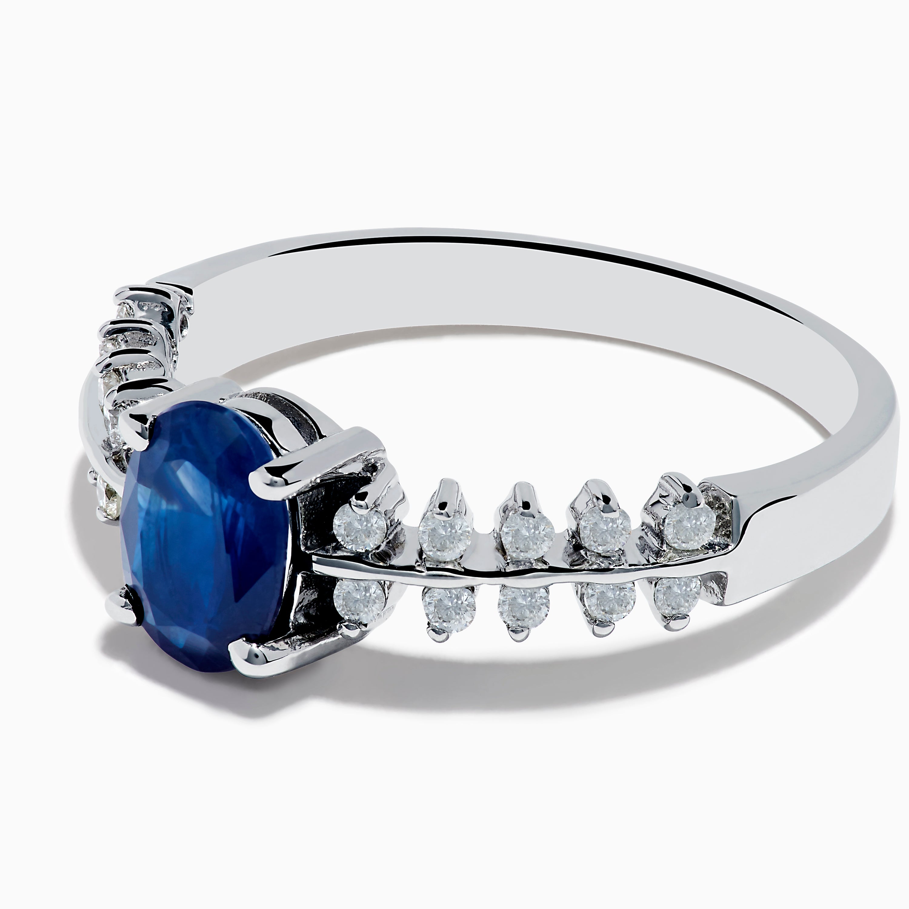 14K White Gold Blue sapphire and Diamond Ring – effyjewelry.com