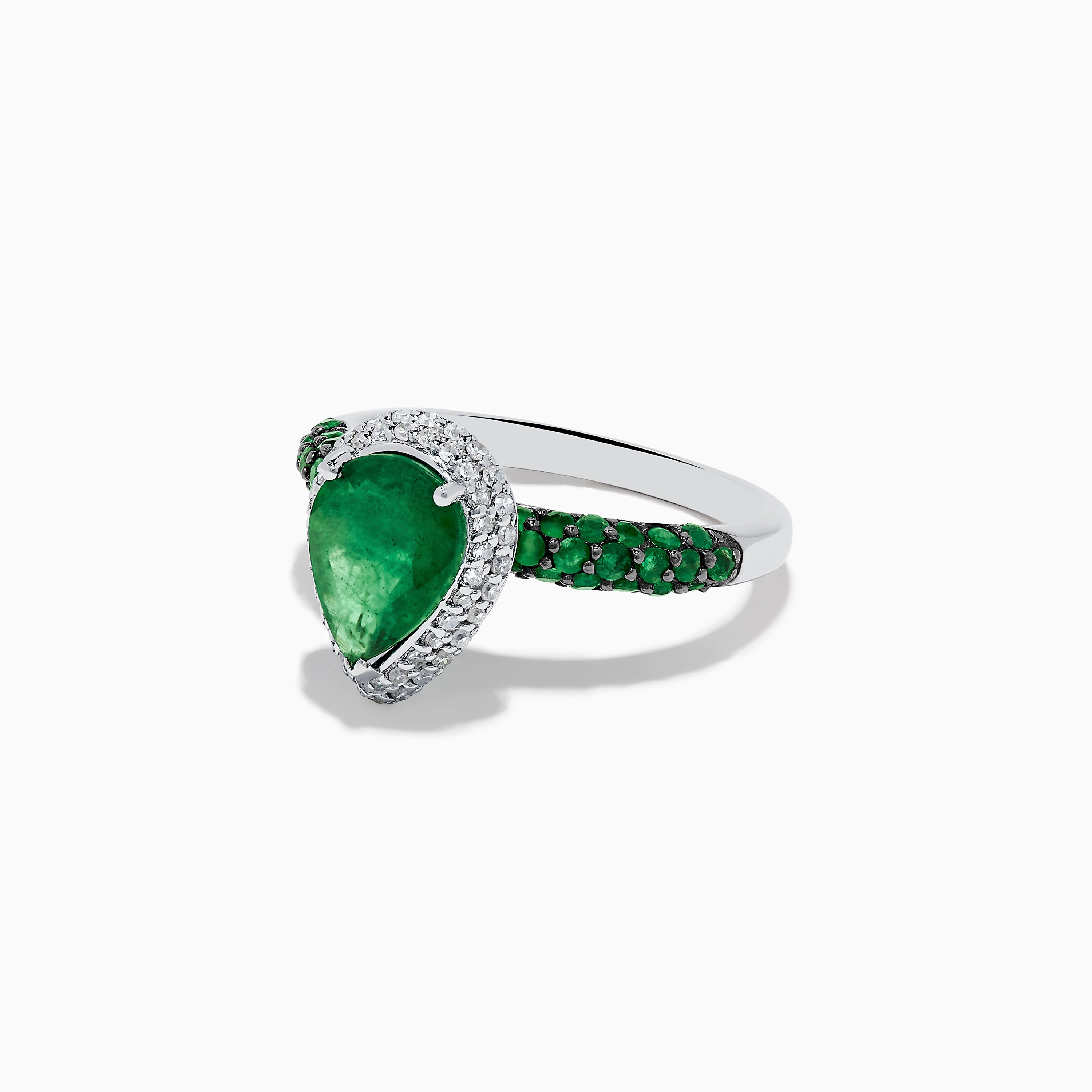 Effy 14K White Gold Emerald and Diamond Ring