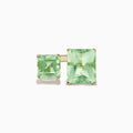 The 14k Yellow Gold Green Amethyst Toi Et Moi Ring features two rectangular green amethysts set side by side in open prong settings for a modern look.