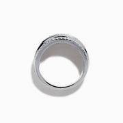 The Lab Grown Blue and White Diamond Statement Ring in 14K White Gold showcases rows of vivid blue gems bordered by sparkling lab grown diamonds for an elegant, standout look.