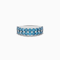 The 14K White Gold Lab Grown Blue Diamond Ring features radiant blue stones for timeless elegance, making it a stunning and sophisticated piece.