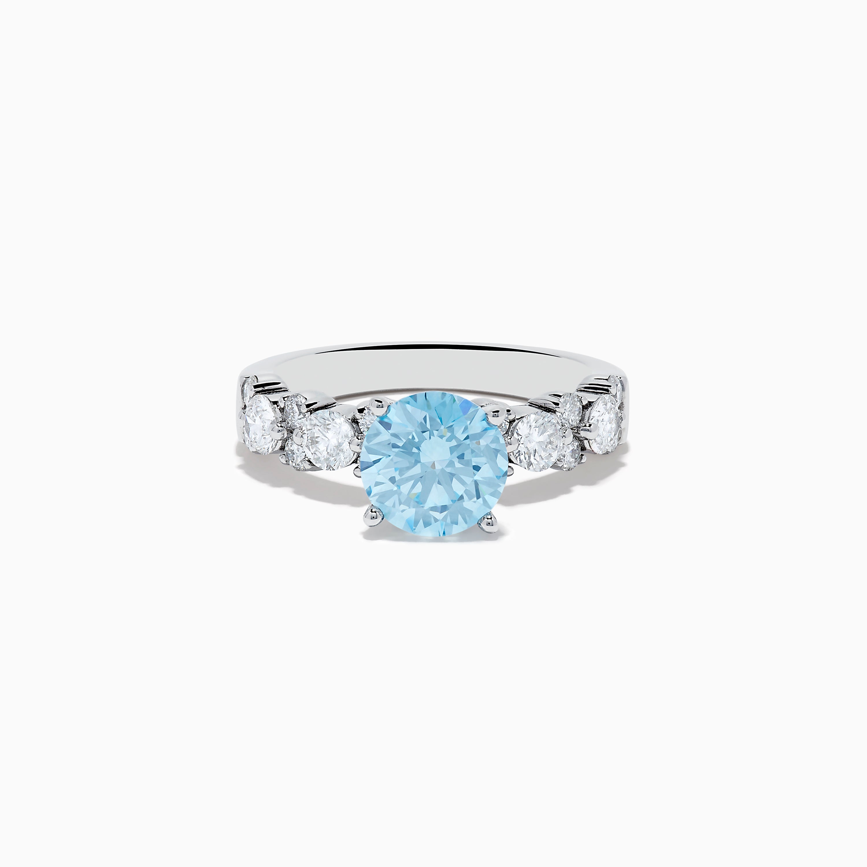 14K White Gold Lab Grown Blue and White Diamond Ring – - Main Image