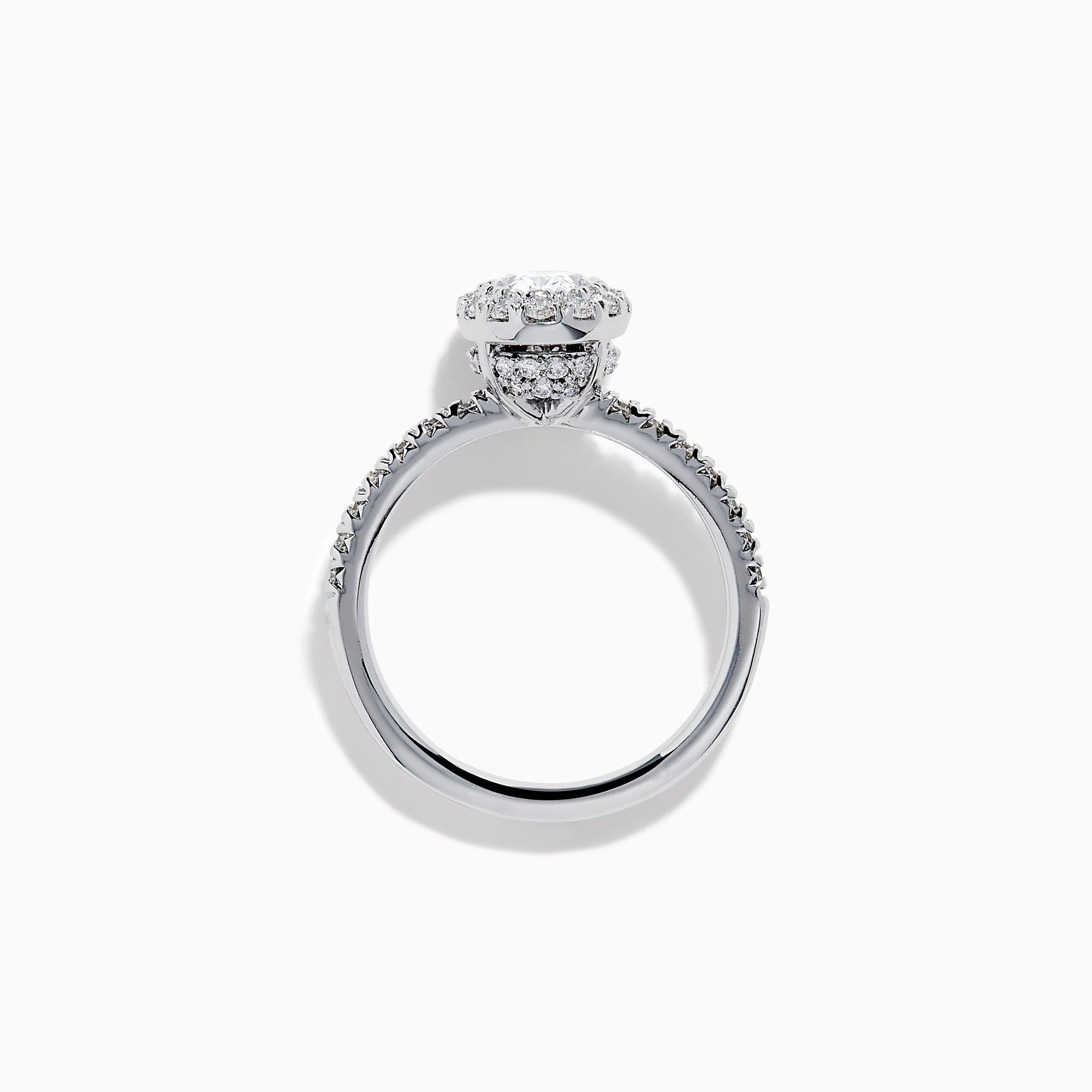 The Lab Grown Oval Diamond Halo and Hidden Halo Ring in 14K White Gold showcases an oval lab grown diamond center, a sparkling diamond halo, hidden halo accents, and additional diamonds along the band.