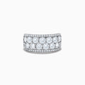 The 14K White Gold Lab Grown Diamond Ring features three rows of large round diamonds bordered by smaller ones, set in white gold—an exquisite design from the Effy Reverie collection.