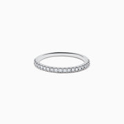 The 14K White Gold Lab Grown Diamond Ring and Band Set features a striking emerald-cut center diamond with round diamonds along the split shank band, shown on a plain white background.