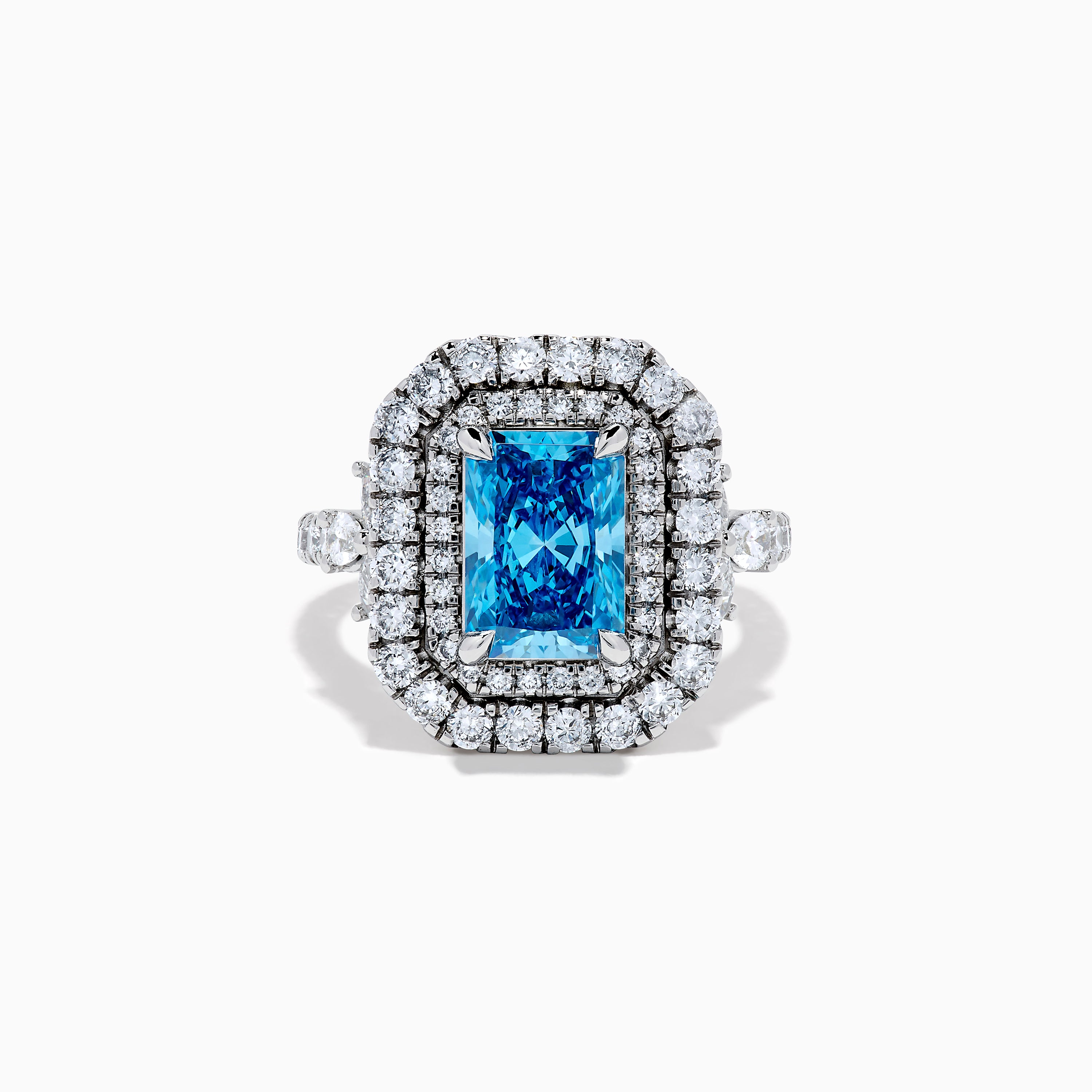 Lab Grown Pink Diamond Double Halo Cocktail Ring in 14K White Gold