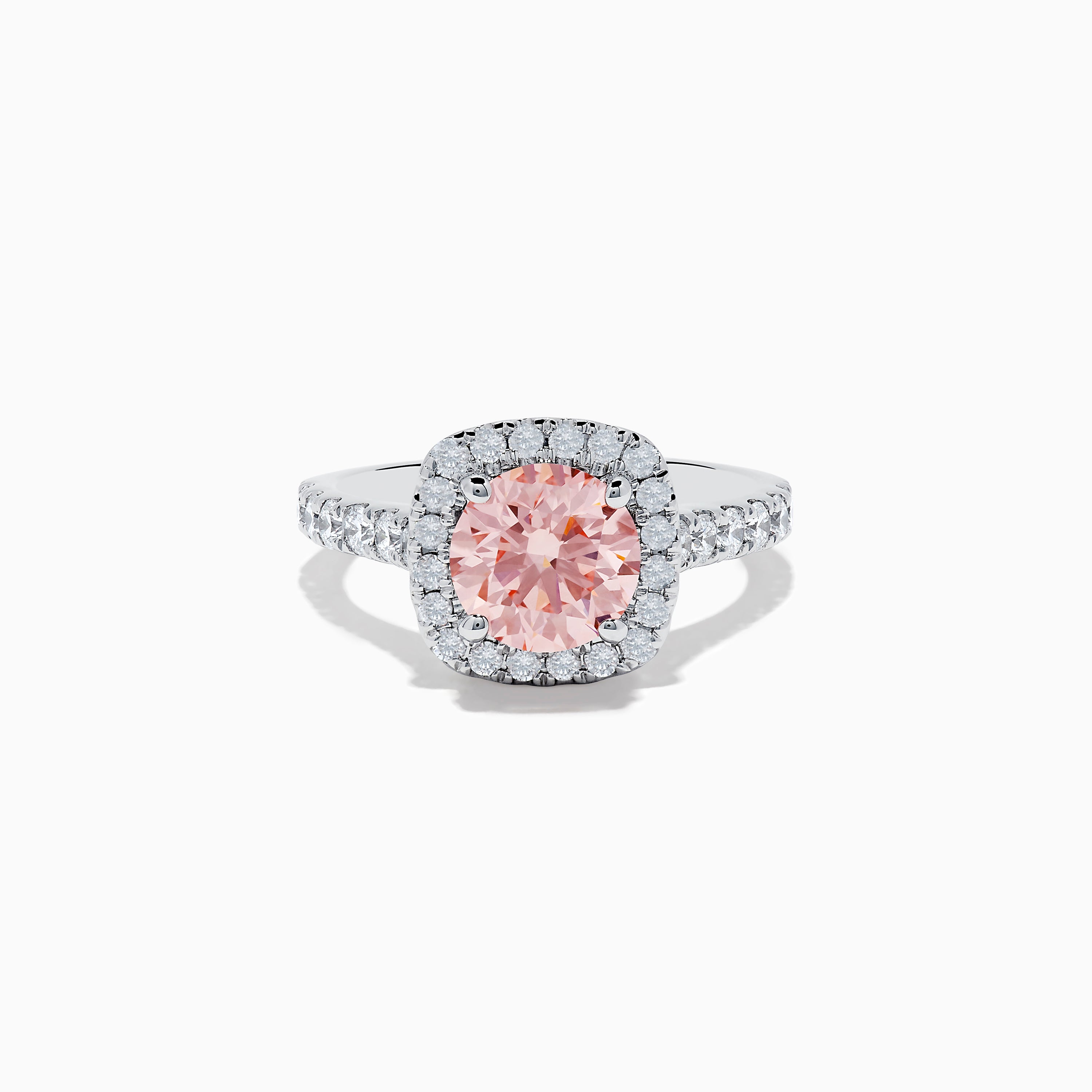 Effy Lab Grown Pink & White Diamond Ring, 14K W hite Gold,Size 7