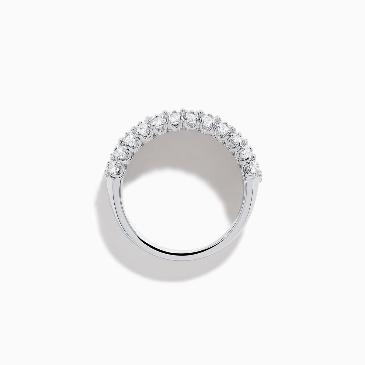 The Lab Grown Pear and Marquise Diamond Wide Band Ring in 14K White Gold features three rows of marquise-cut diamonds, beautifully set on a wide band and displayed against a plain white background.