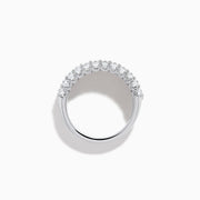 The Lab Grown Pear and Marquise Diamond Wide Band Ring in 14K White Gold features three rows of marquise-cut diamonds, beautifully set on a wide band and displayed against a plain white background.