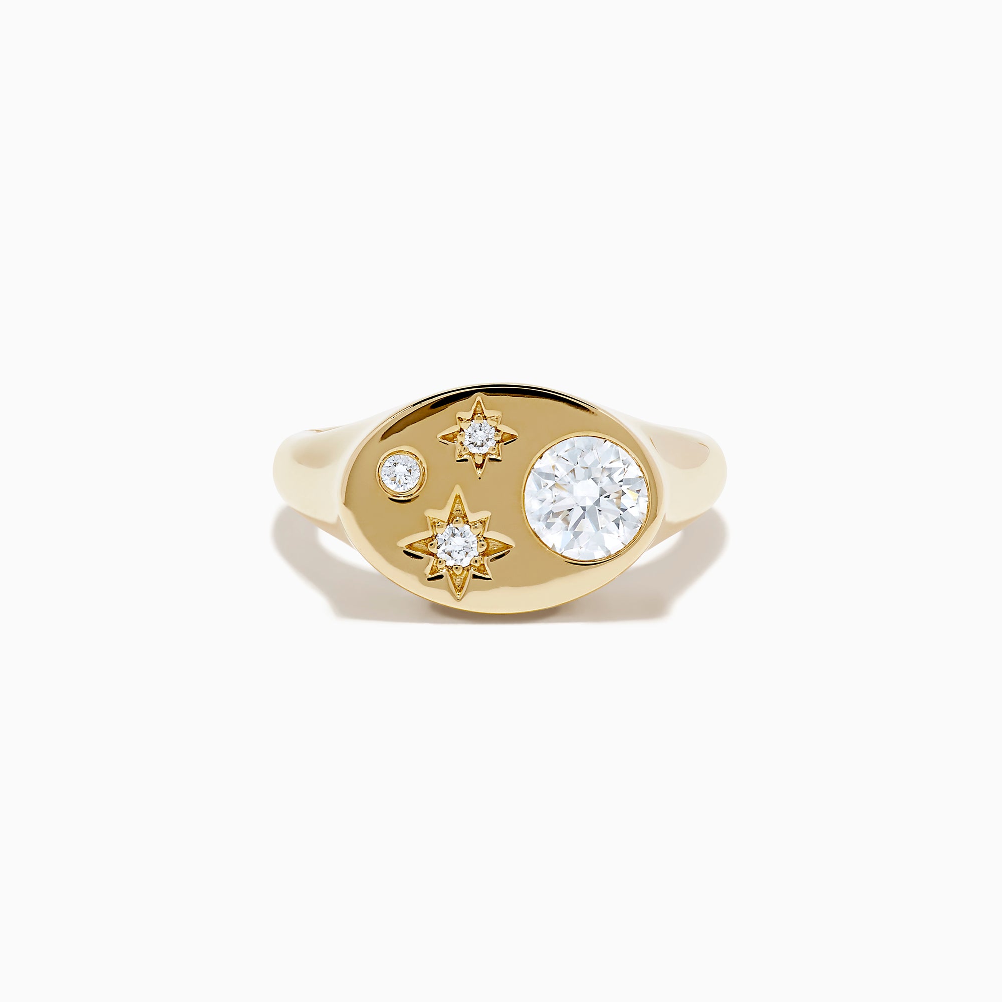 Lab Grown Diamond Celestial Signet Pinky Ring in 14K Yellow Gold